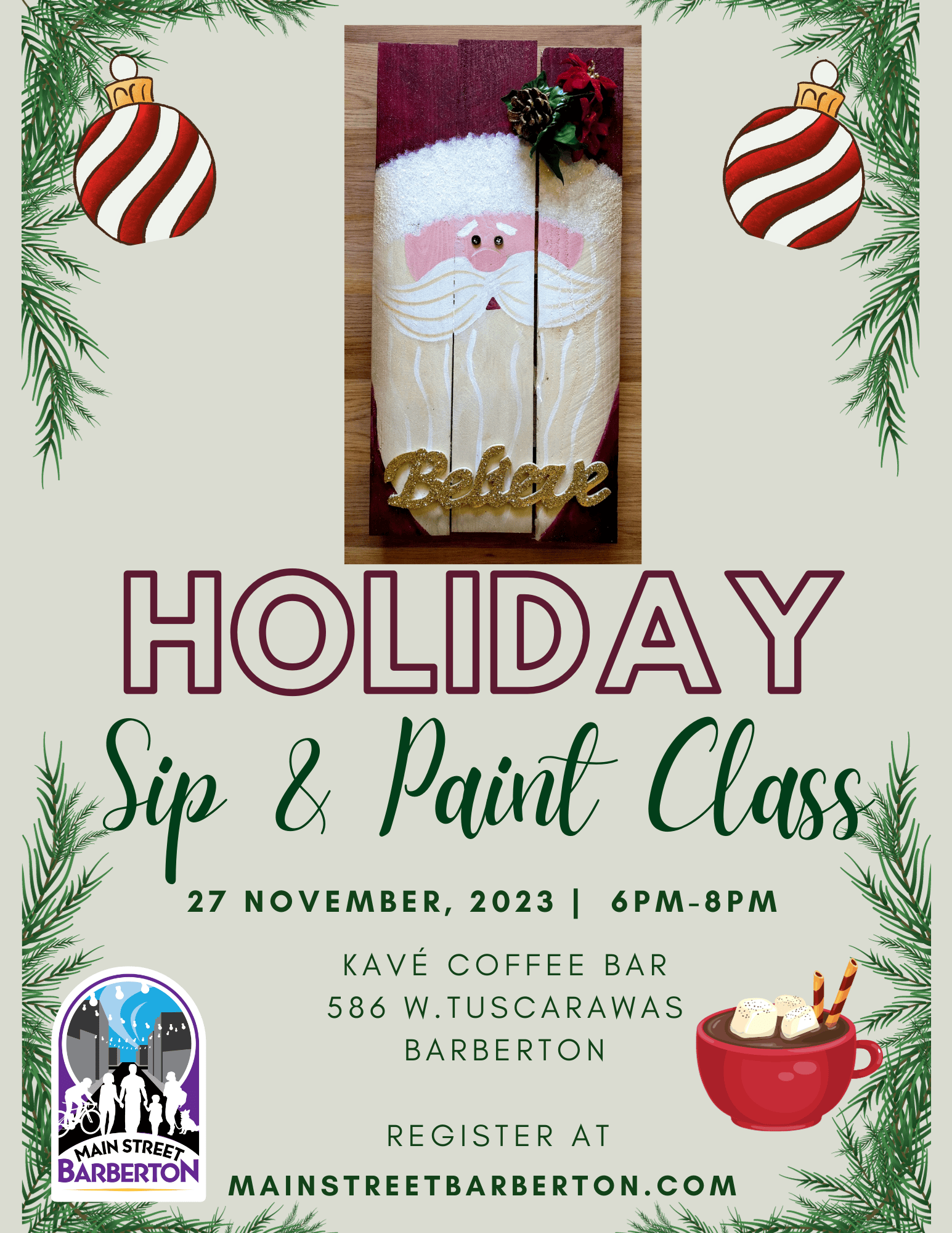 Holiday Sip and Paint Class Banner